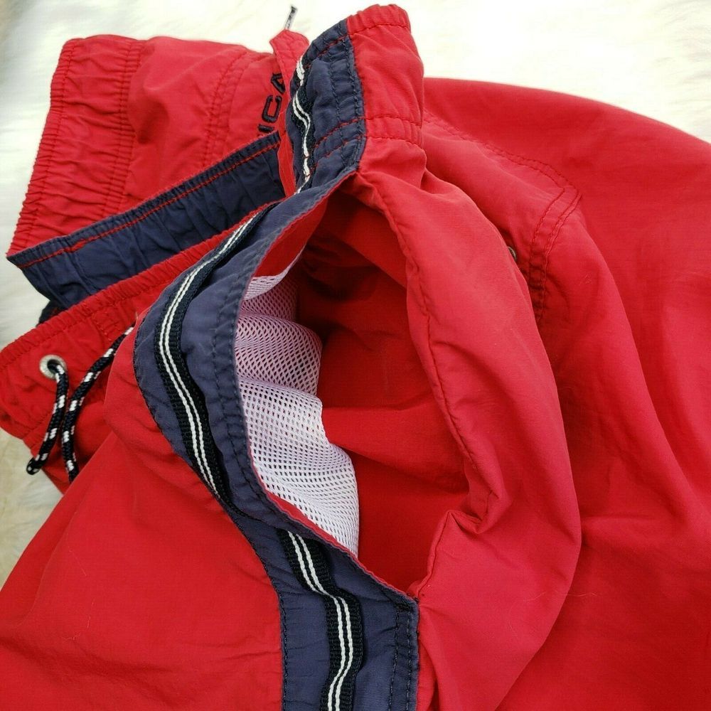 VTG NAUTICA Swim Trunks Shorts Red White Blue XXL - Picture 7 of 8